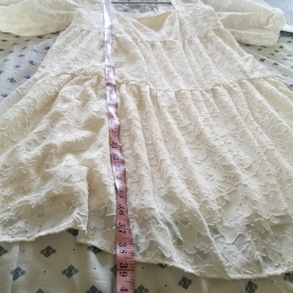 Lush | Tiered Lace Ivory Mini Dress - Picture 10 of 10